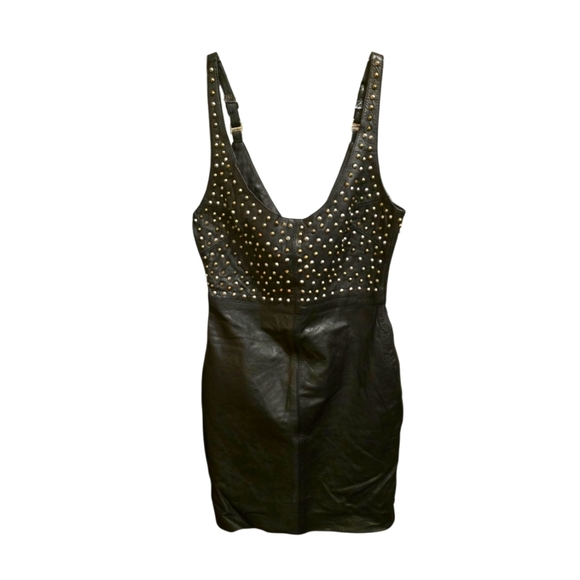 One Teaspoon Black Studded Black Leather Dress Size Small - Picture 1 of 11